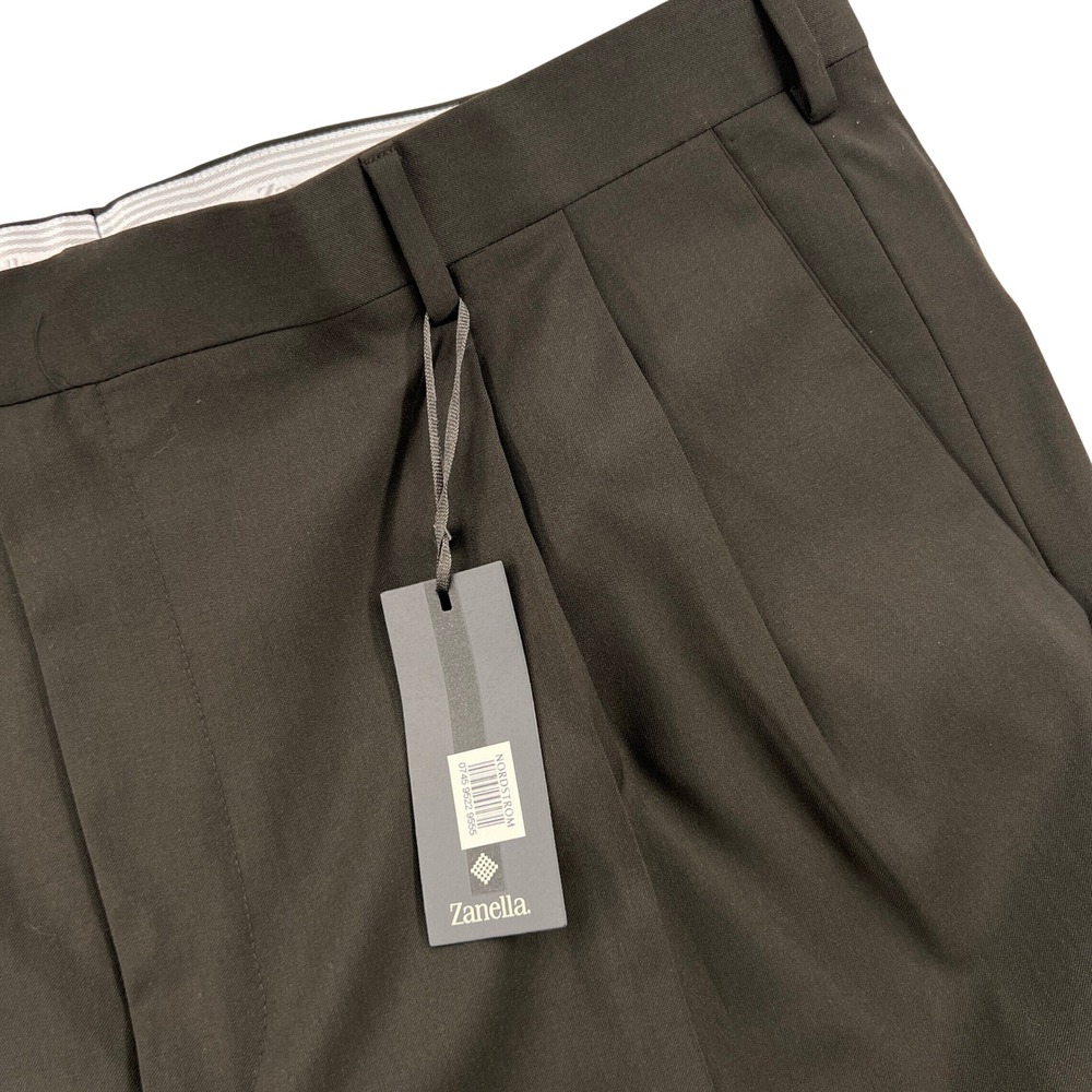 NEW Zanella Bennett Dark Brown Pleated Wool Trousers Mens 42x30.5 Made in Italy
